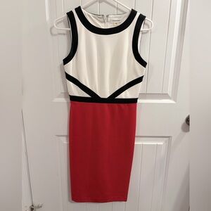 Calvin Klein Red and White Midi Dress